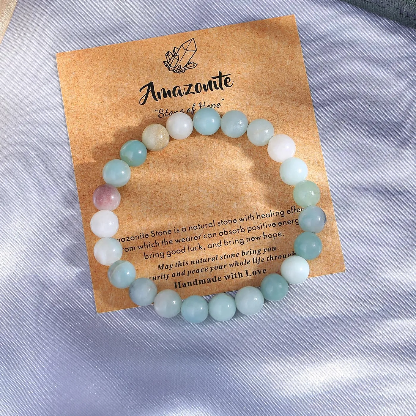 MAIBAOTA Healing Crystal Bracelet for Women Men, 8 mm Natural Stone Beaded Bracelets, Jewelry Birthday Gifts, Round Gemstones Stretch Bracelet