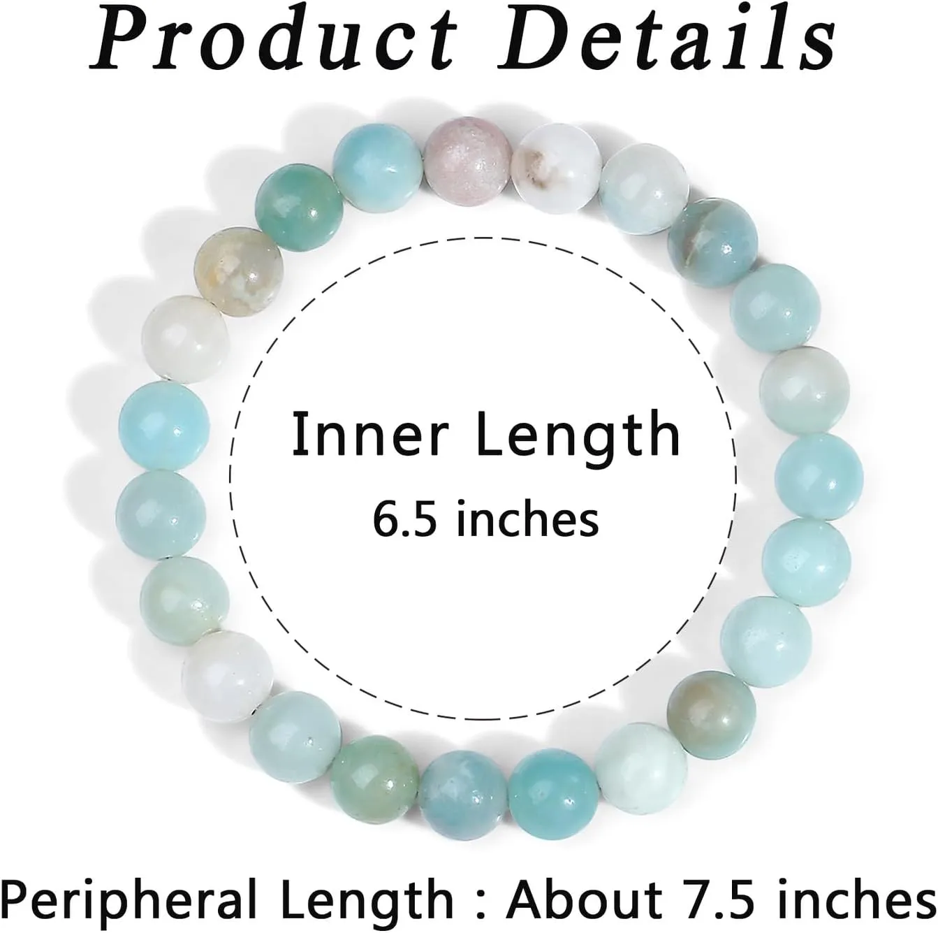 MAIBAOTA Healing Crystal Bracelet for Women Men, 8 mm Natural Stone Beaded Bracelets, Jewelry Birthday Gifts, Round Gemstones Stretch Bracelet