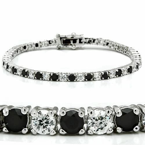 46903 - Rhodium Brass Bracelet with AAA Grade CZ  in Black Diamond Authorized Product Behind-The-Scenes