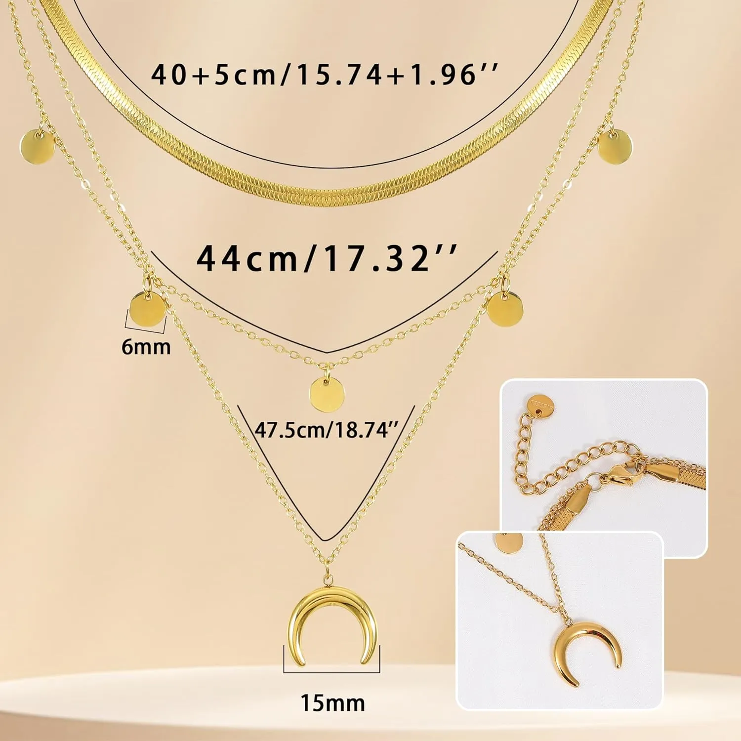 Manfnee Dainty Layered Necklaces for Women Disc Neckalce Adjustable Gold Plated Layering Chokers Necklaces