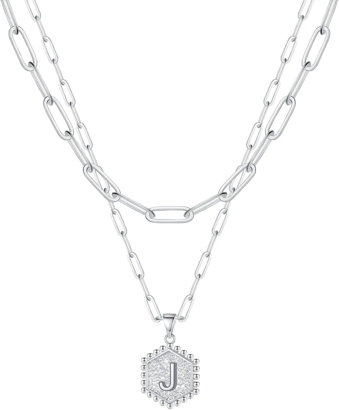 Matching Necklace And Earrings Women Necklaces For Women A Z 26 Alphabet Initial Silver Necklaces For (J, One Size), YS1AepM0f