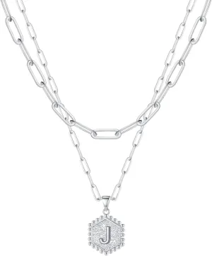 Matching Necklace And Earrings Women Necklaces For Women A Z 26 Alphabet Initial Silver Necklaces For (J, One Size), YS1AepM0f