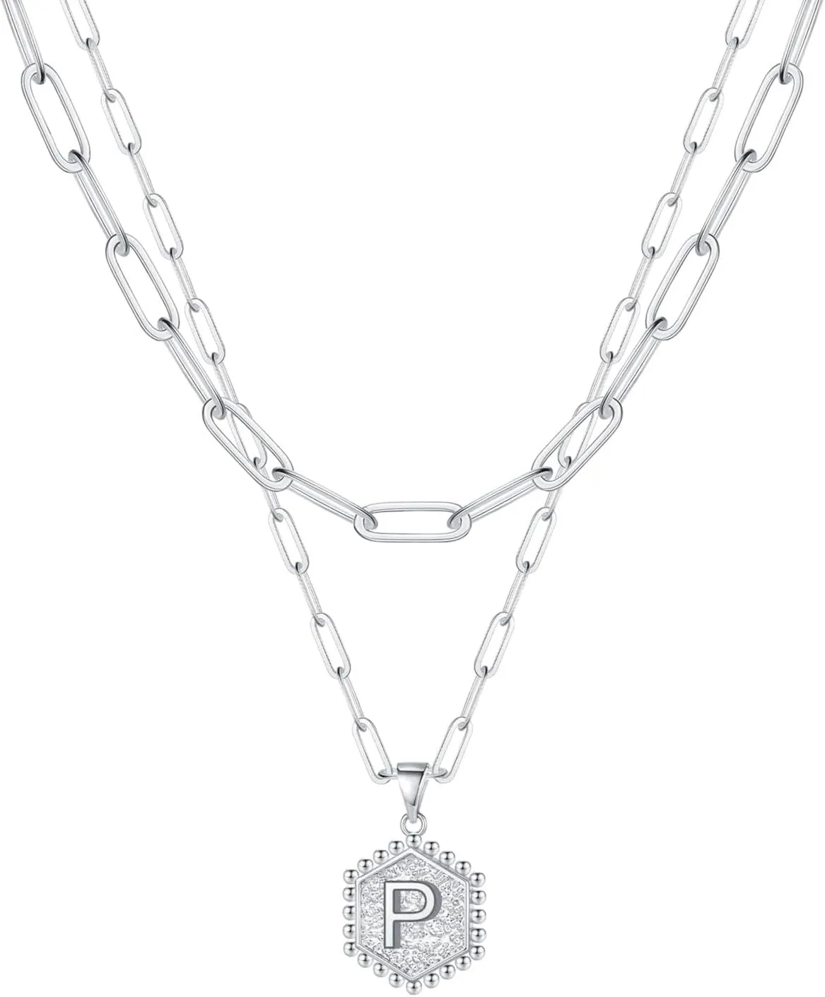 Matching Necklace And Earrings Women Necklaces For Women A Z 26 Alphabet Initial Silver Necklaces For (P, One Size)