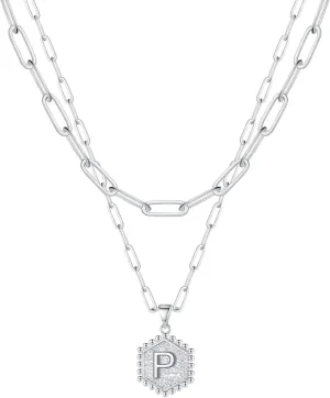 Matching Necklace And Earrings Women Necklaces For Women A Z 26 Alphabet Initial Silver Necklaces For (P, One Size)