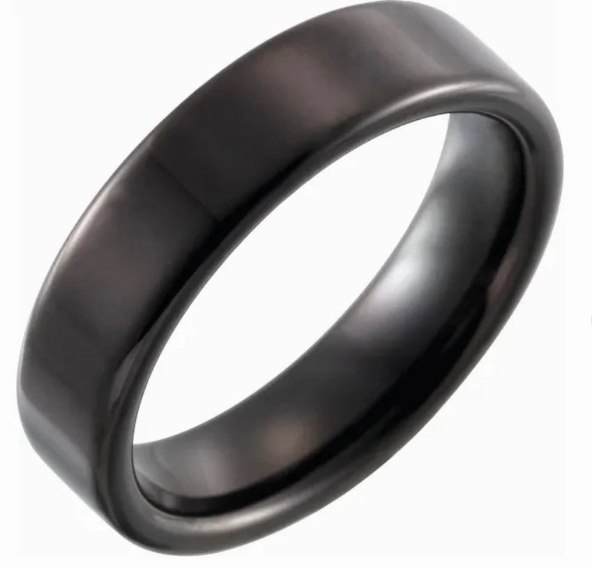 Tungsten black flat band men's rings Senior Gift Minimalist Design