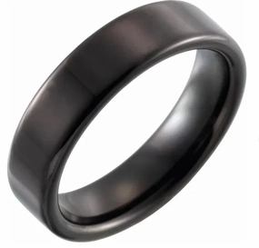 Tungsten black flat band men's rings Senior Gift Minimalist Design