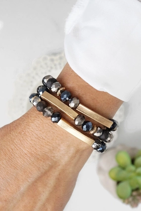 Tested Recipe Beaded bracelets set in Black Glass Beads and Gold tubes