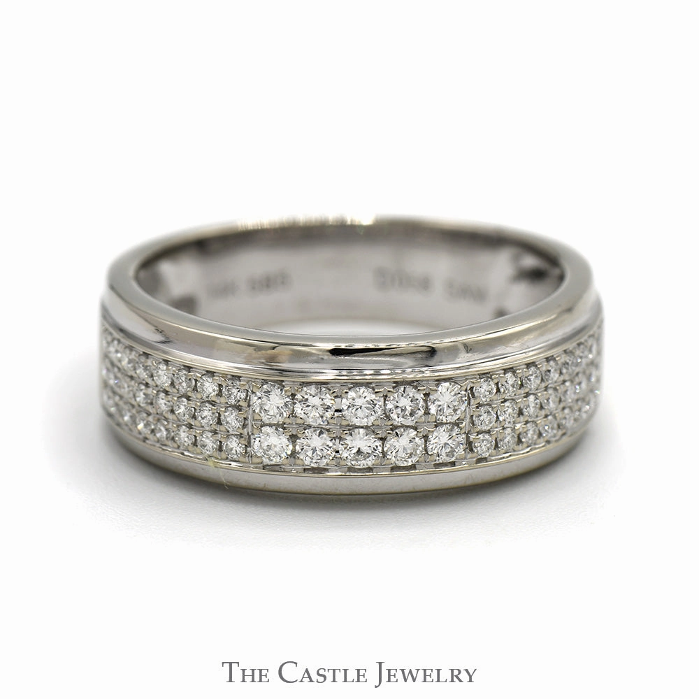 Custom Token Men's 1/2cttw Pave Set Diamond Cluster Band in 14k White Gold