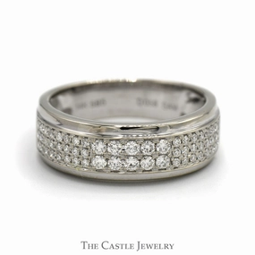 Custom Token Men's 1/2cttw Pave Set Diamond Cluster Band in 14k White Gold
