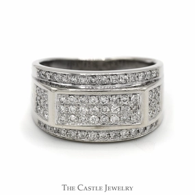 Wonderful Accessory Affordable Decoration Men's 3/4cttw Rectangle Shaped Diamond Cluster Ring in 10k White Gold