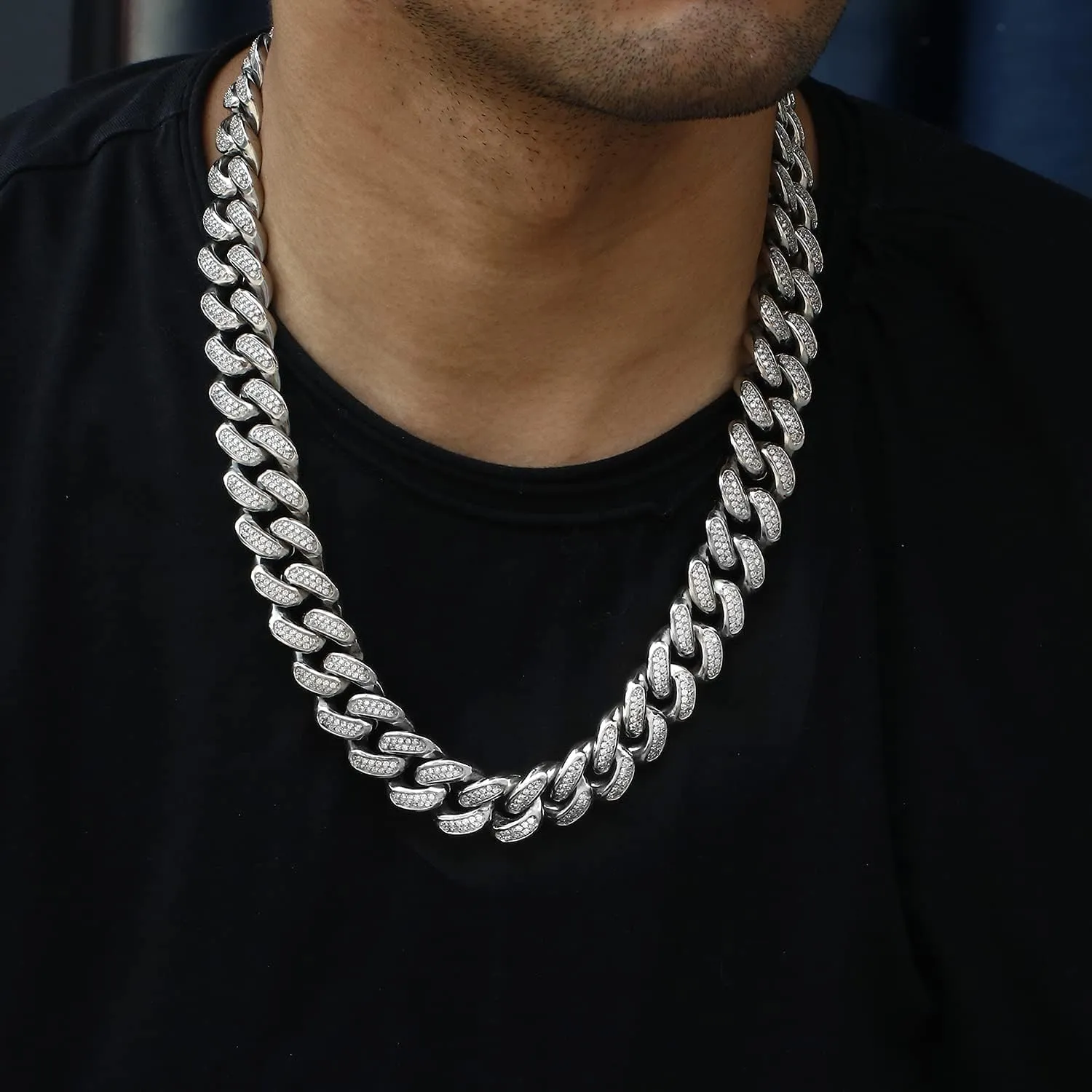 Men's Anti-Tarnish Thick Solid Stainless Steel 20mm 14K Gold Finish Icy Micro Pave Cubic Zirconia Hip Hop Bling Miami Cuban Link Chain Choker Necklace Bracelet 20-24 inches