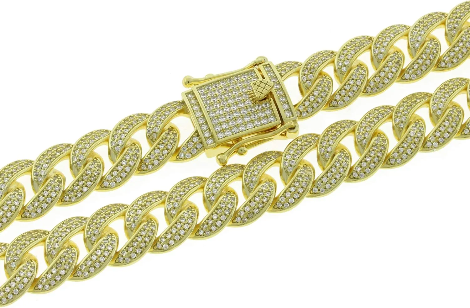 Men's Anti-Tarnish Thick Solid Stainless Steel 20mm 14K Gold Finish Icy Micro Pave Cubic Zirconia Hip Hop Bling Miami Cuban Link Chain Choker Necklace Bracelet 20-24 inches
