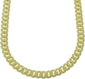 Men's Anti-Tarnish Thick Solid Stainless Steel 20mm 14K Gold Finish Icy Micro Pave Cubic Zirconia Hip Hop Bling Miami Cuban Link Chain Choker Necklace Bracelet 20-24 inches