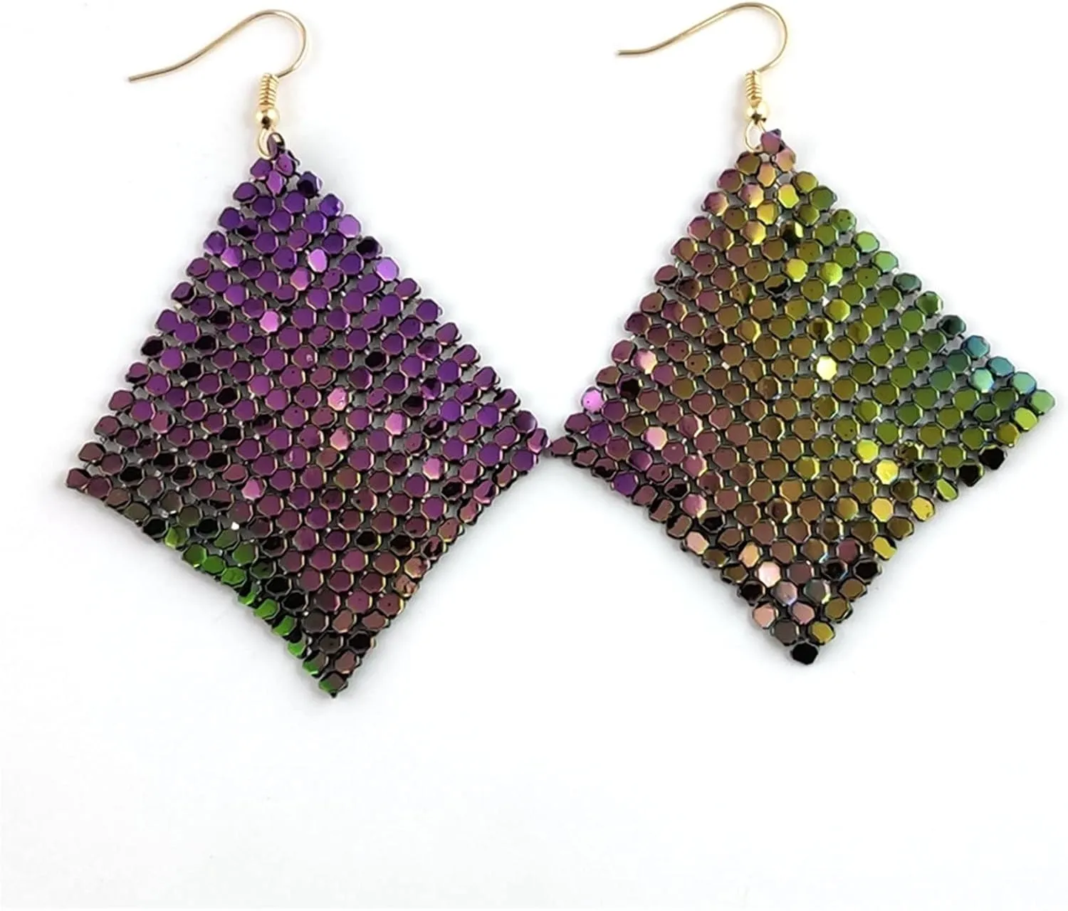 Metal Mesh Grid Sequins Tassel Dangle Earrings Trendy Drop Earrings Women's Jewelry Birthday Gifts for Her