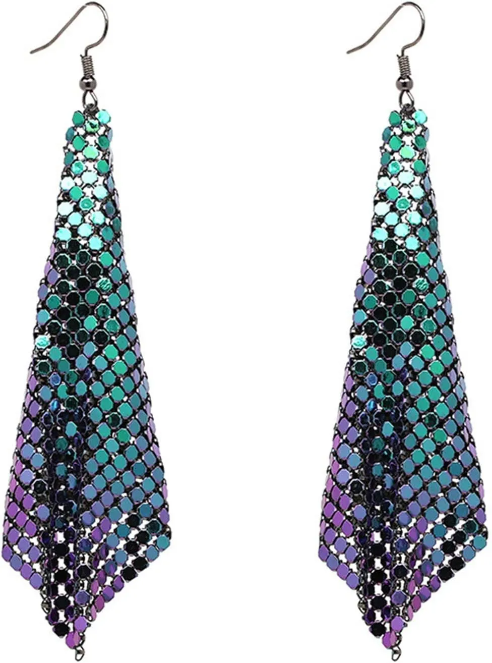 Metal Mesh Grid Sequins Tassel Dangle Earrings Trendy Drop Earrings Women's Jewelry Birthday Gifts for Her