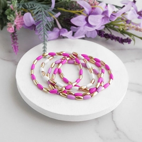 Metal Beaded bracelet stack 5 bracelets - Pinks Collective Memory Cross-Cultural Blends