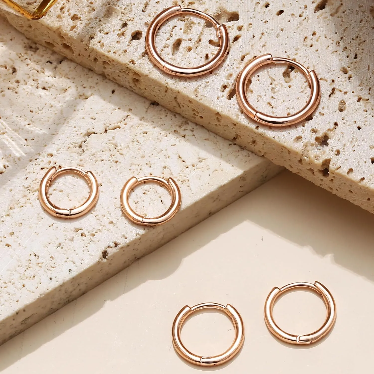 MILACOLATO 925 Sterling Silver Small Hoop Earring for Women Men 14K Gold Plated Huggie Hoop Earrings Hypoallergenic Cartilage Helix Piercing Sleeper Hoop Earrings for Sensitive Ears 8mm/10mm/12mm