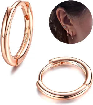 MILACOLATO 925 Sterling Silver Small Hoop Earring for Women Men 14K Gold Plated Huggie Hoop Earrings Hypoallergenic Cartilage Helix Piercing Sleeper Hoop Earrings for Sensitive Ears 8mm/10mm/12mm