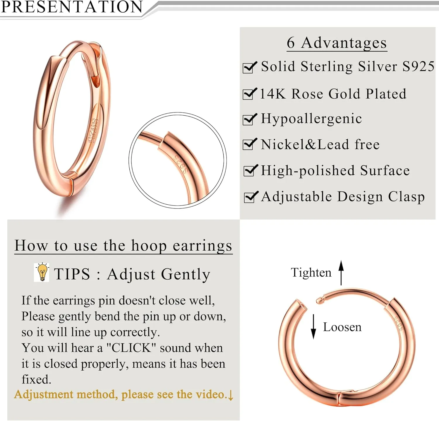 MILACOLATO 925 Sterling Silver Small Hoop Earring for Women Men 14K Gold Plated Huggie Hoop Earrings Hypoallergenic Cartilage Helix Piercing Sleeper Hoop Earrings for Sensitive Ears 8mm/10mm/12mm