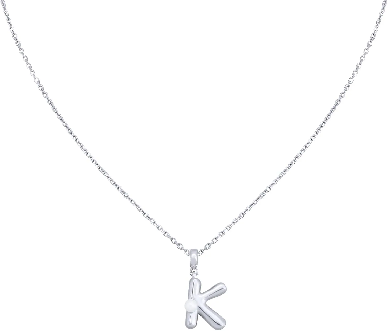 Milan Chiva Bubble Initial Letter Pendant Necklaces for Women 14K Gold Plated Puffy Tiny Letter A-Z Dainty Necklace with Cute Simulated Pearl