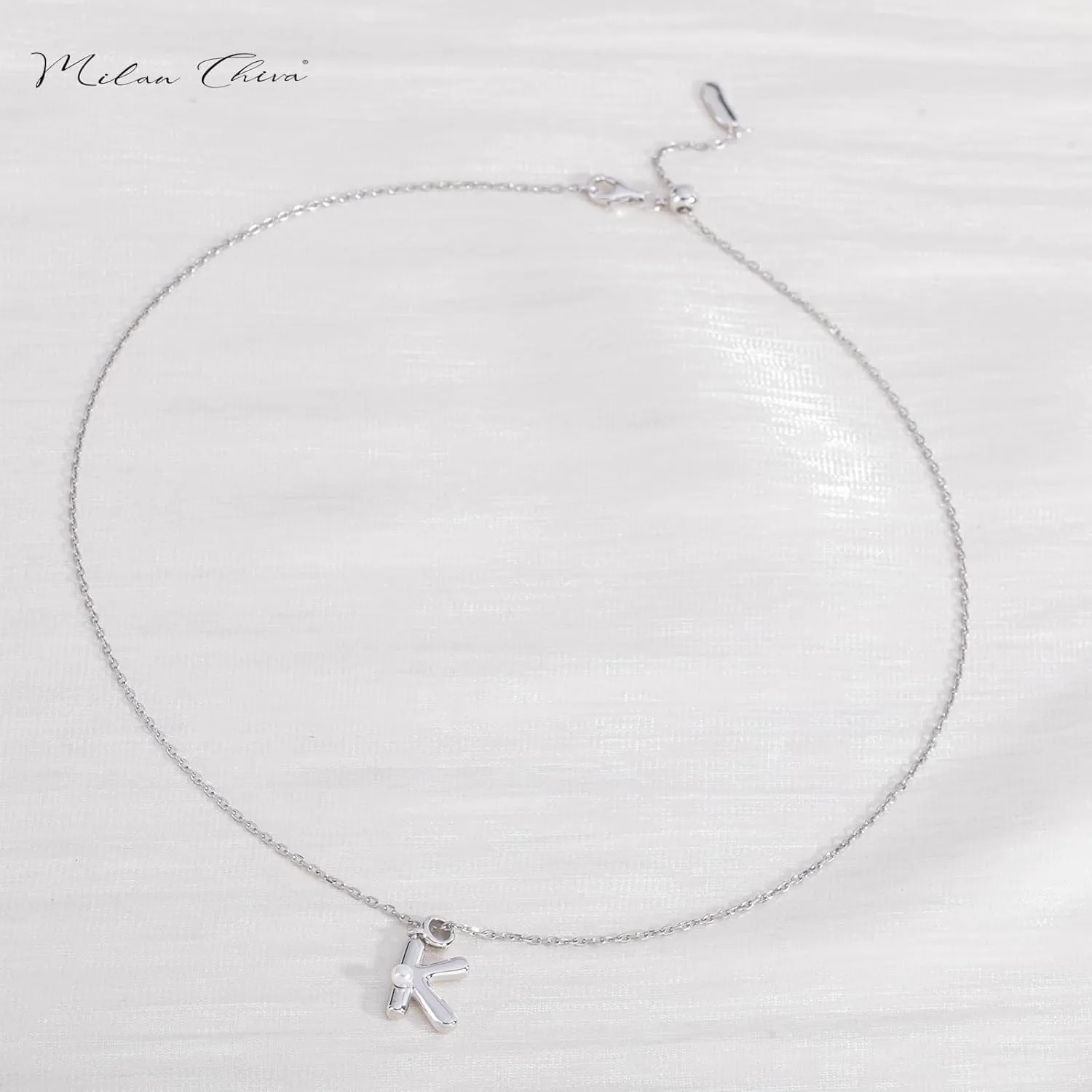 Milan Chiva Bubble Initial Letter Pendant Necklaces for Women 14K Gold Plated Puffy Tiny Letter A-Z Dainty Necklace with Cute Simulated Pearl