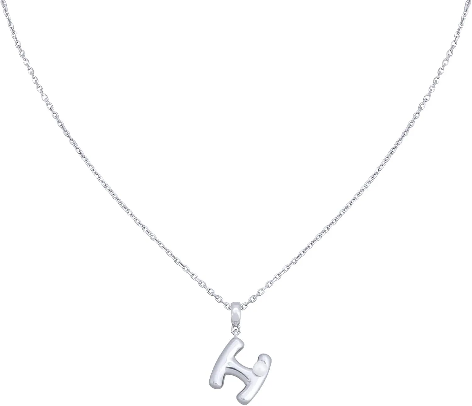 Milan Chiva Bubble Initial Letter Pendant Necklaces for Women 14K Gold Plated Puffy Tiny Letter A-Z Dainty Necklace with Cute Simulated Pearl