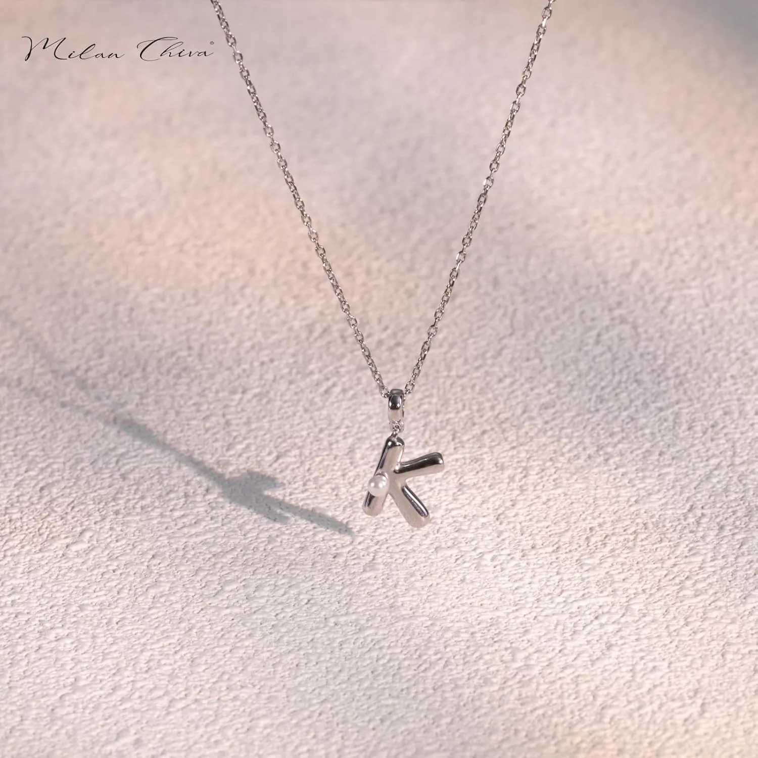 Milan Chiva Bubble Initial Letter Pendant Necklaces for Women 14K Gold Plated Puffy Tiny Letter A-Z Dainty Necklace with Cute Simulated Pearl