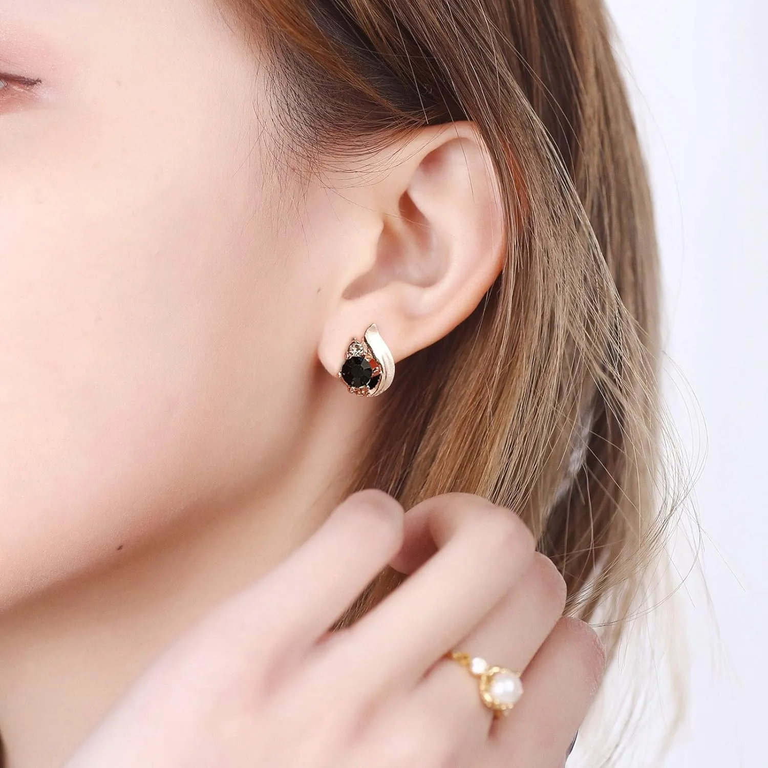 Minimalist Design Necklace Drop Necklace Set Earring Ring Three-Piece Temperament Elegant with Ring (As Shown, One Size)