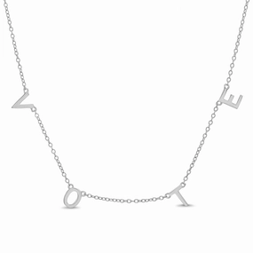 Beloved & Inspired "VOTE" Station Rolo Chain Necklace in Sterling Silver Everyday Essential Active Wear