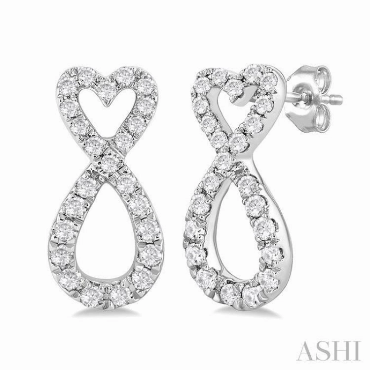 1/4 Ctw Infinity Heart Round Cut Diamond Fashion Earring in 10K White Gold Exquisite Jewelry Daily Fashion