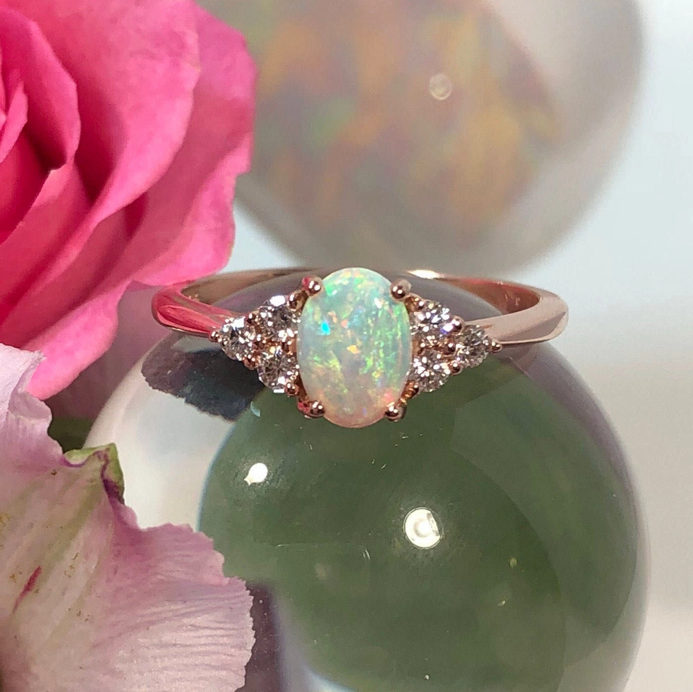 Dress Up Rose Gold Opal Engagement Ring