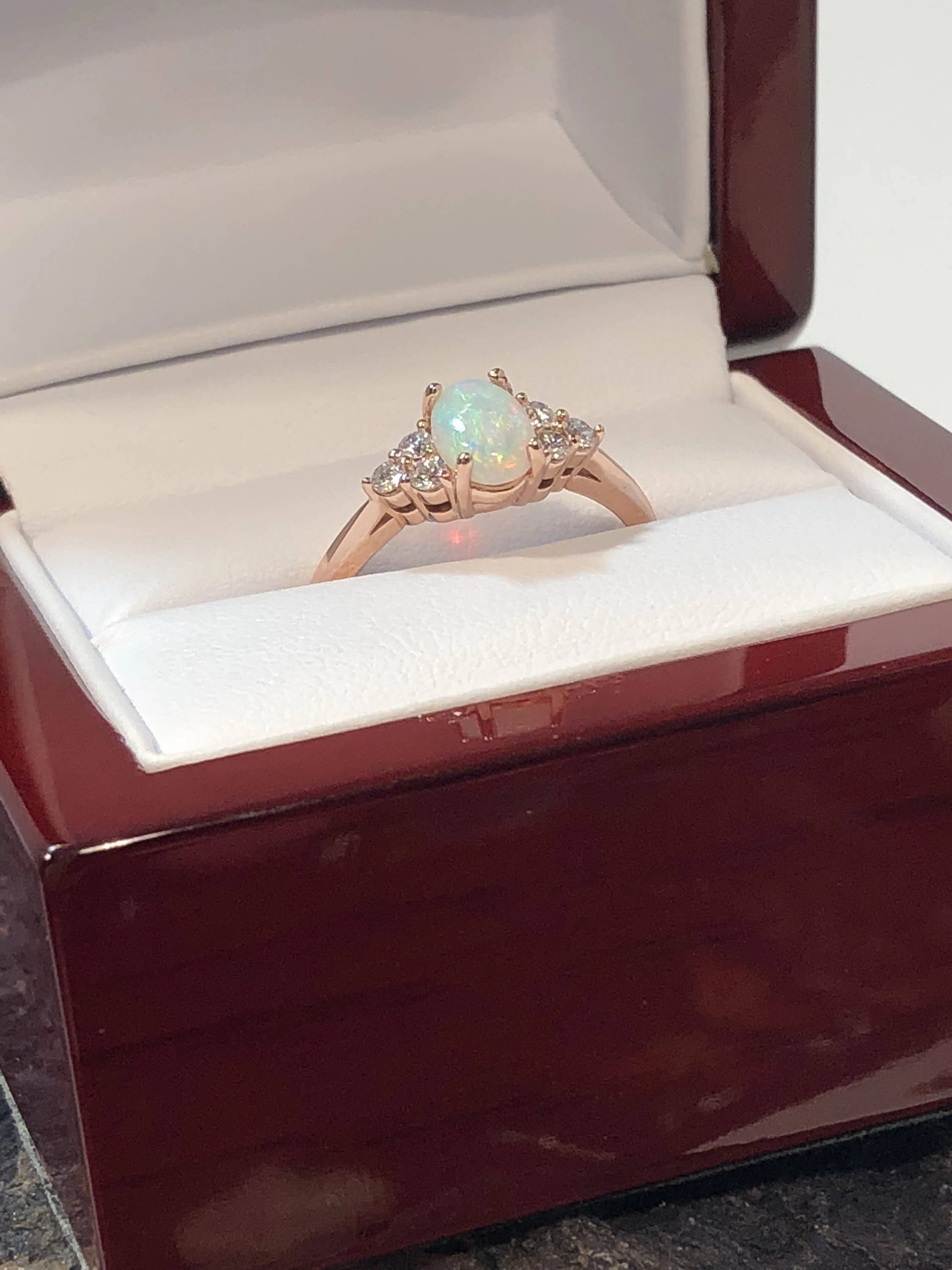 Rose Gold Opal Engagement Ring 21st Century