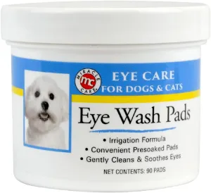 Miracle Care Eye Wash Pads For Dogs And Cats Made In USA, Soft Pet Wipes For Gently Cleaning Eyes, Sterile Cat and Dog Wipes Formulated To Remove Eye Debris, 90 Count