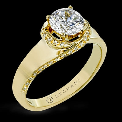 Strong Expression Trendy Design ZR1509 Engagement Ring in 14k Gold with Diamonds