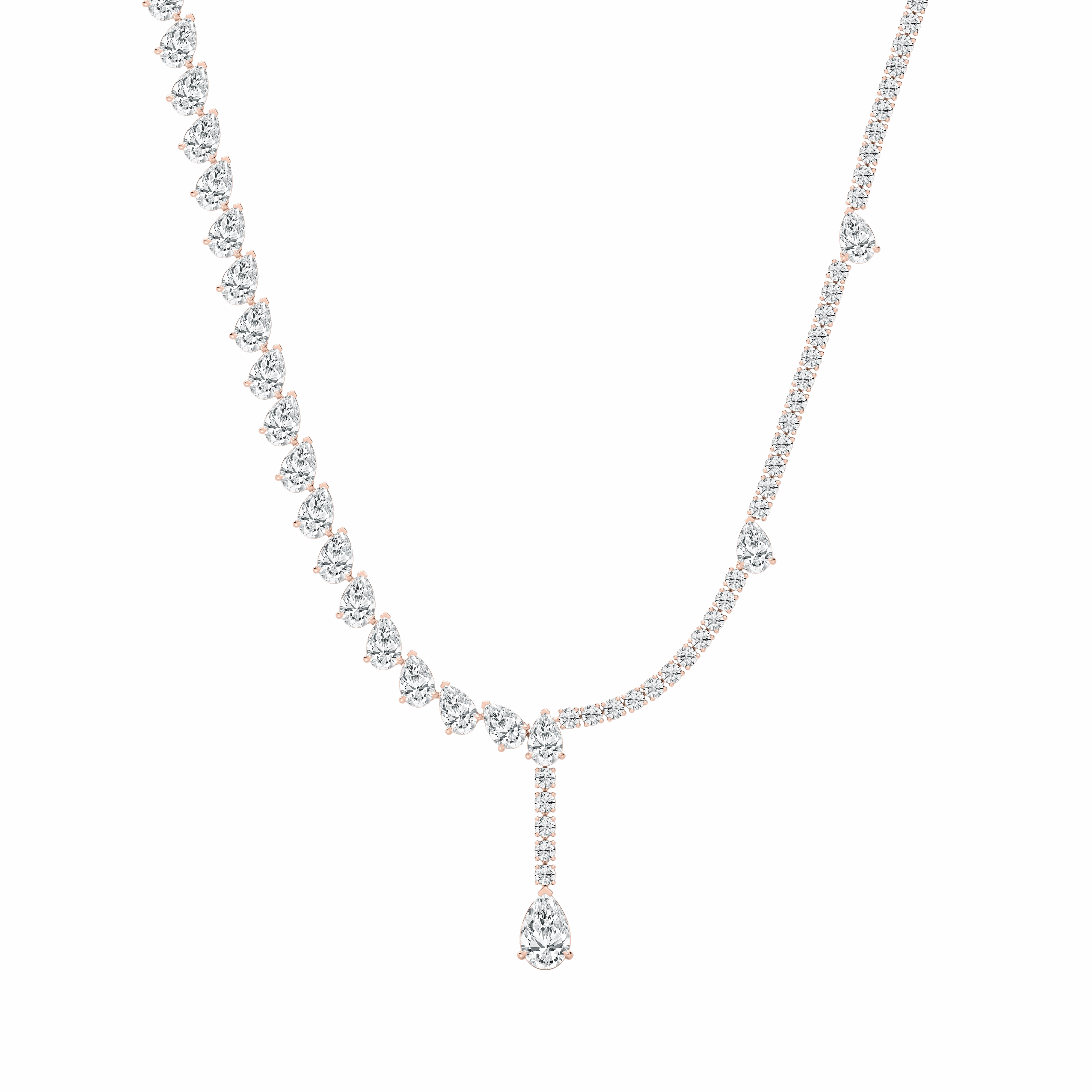 Party Present 37 ? ctw Round and Pear Lab Grown Diamond Drop Tennis Necklace - 18 Inches