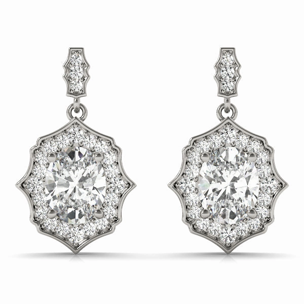Diamond Halo Round Earrings Vintage-Inspired Accent