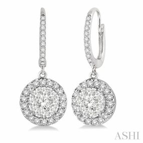 Charming Glow Exquisite Style 5/8 ctw Round Cut Diamond Lovebright Earrings in 14K White Gold