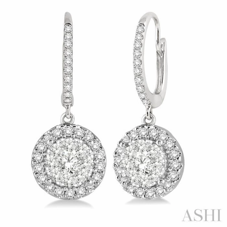 Charming Glow Exquisite Style 5/8 ctw Round Cut Diamond Lovebright Earrings in 14K White Gold