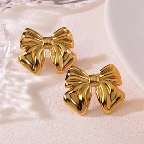 Bella Gold Bow Stud Earrings Brilliant Design