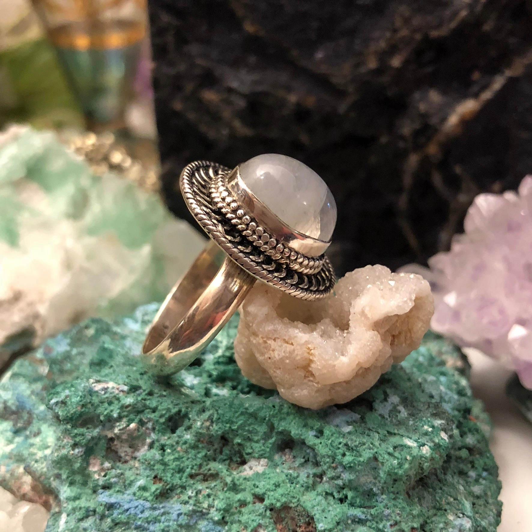 Boho Moonstone Rings Memorial Gift Artful Detail