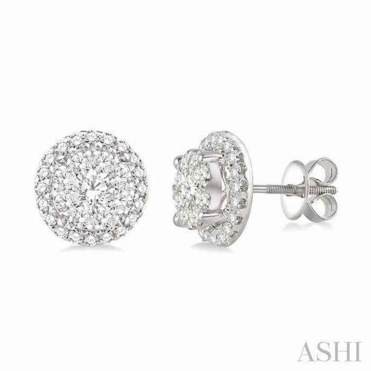1 1/2 Ctw Lovebright Round Cut Diamond Earrings in 14K White Gold Chic Ensemble