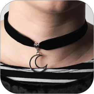 Moon Choker for Women Halloween Necklaces for Women Black Velvet Choker Necklaces Adjustable Moon Choker Necklace(B)…