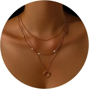 MOROTOLE Gold Necklaces for Women Layered Gold Necklaces for Women Gold Layered Necklaces for Women Layering Necklaces for Women Circle Gold Necklace Stack