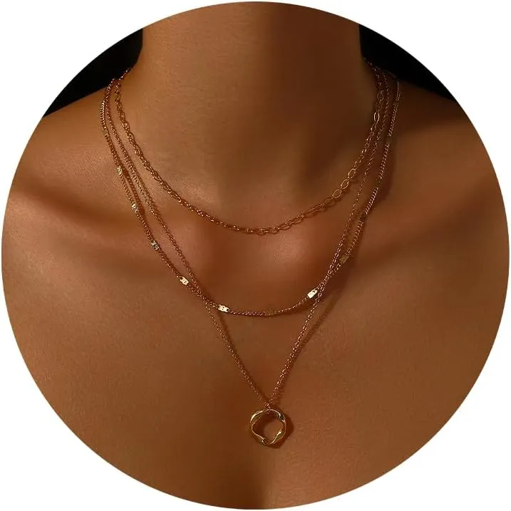 MOROTOLE Gold Necklaces for Women Layered Gold Necklaces for Women Gold Layered Necklaces for Women Layering Necklaces for Women Circle Gold Necklace Stack