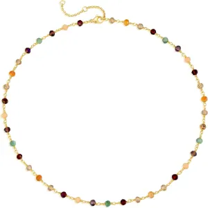 MTMY Beaded Necklaces for Women 14K Gold Plated Dainty Colorful Green/Rose Beaded Pearl Choker Necklace Delicate Boho Choker Necklace Jewelry Gift
