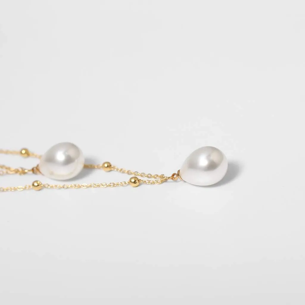 Multi-Layer Pearl Necklace for Women Collarbone Chain Elegant Layering Necklaces Fashion Jewelry (Gold, One Size)