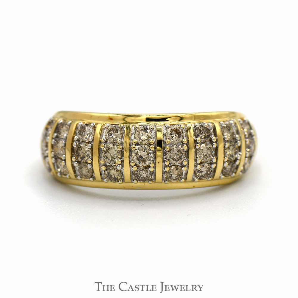 Multi-Column 1cttw Diamond Cluster Band in 10k Yellow Gold Brilliant Product