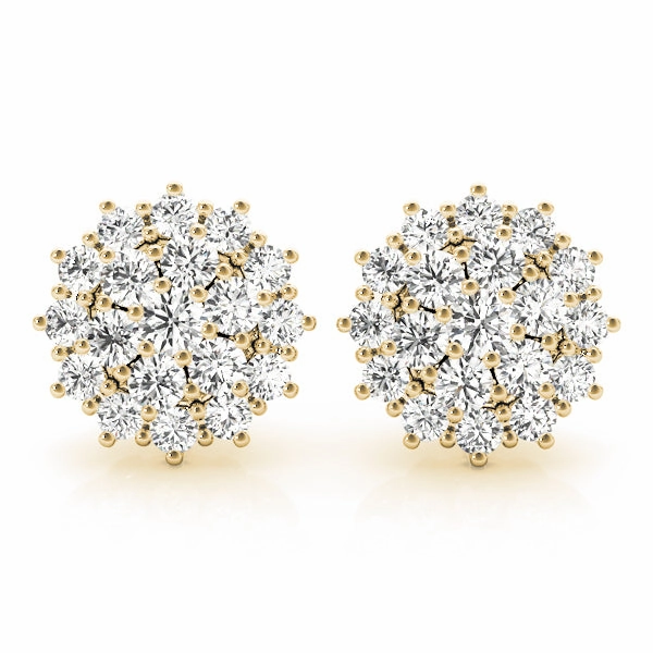 Unique Design Magnificent Ornament Multi-Diamond Round Cluster Earrings
