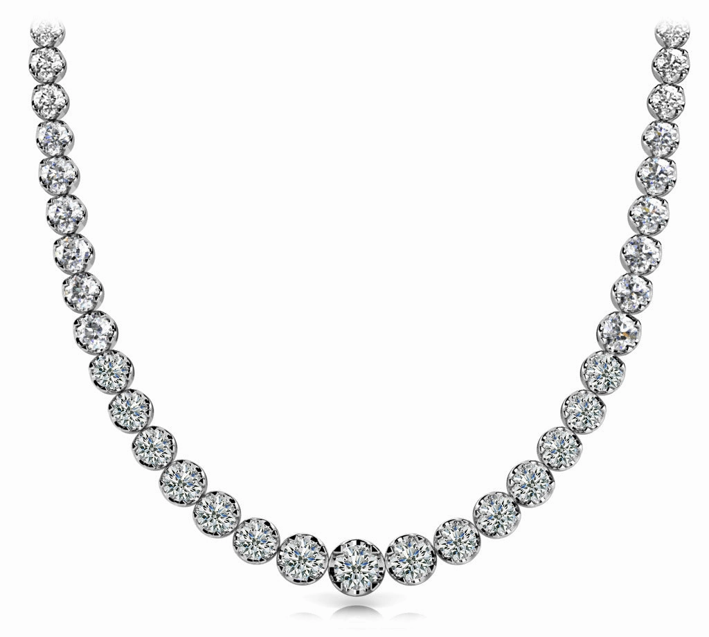 Multi-Diamond Round Graduated Necklace Minimal Touch Youth Mood