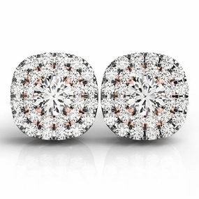 Multi-Diamond Round Halo Earrings Luxurious Embellishment